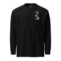 "Beach Apple" garment-dyed heavyweight long sleeve, front flat lay, featuring the small "17th & Surf" Grim Reaper apple logo on the chest – "Beach Apple" Series by 17th & Surf