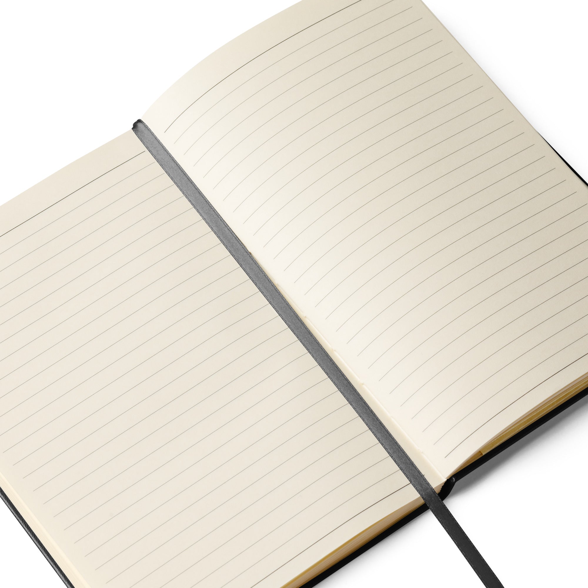 "Inked" hardcover notebook open interior pages with lined paper and ribbon bookmark – 17th & Surf
