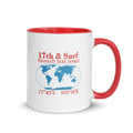 Back view of Blood Falls Antarctica ceramic mug with Haunted Seas Series world map and coordinates 77°43'S 162°16'E by 17th & Surf