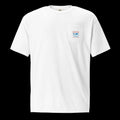 White 17th & Surf Blood Falls pocket t-shirt with coordinates 77°43′S 162°16′E marking the location of Blood Falls in Antarctica